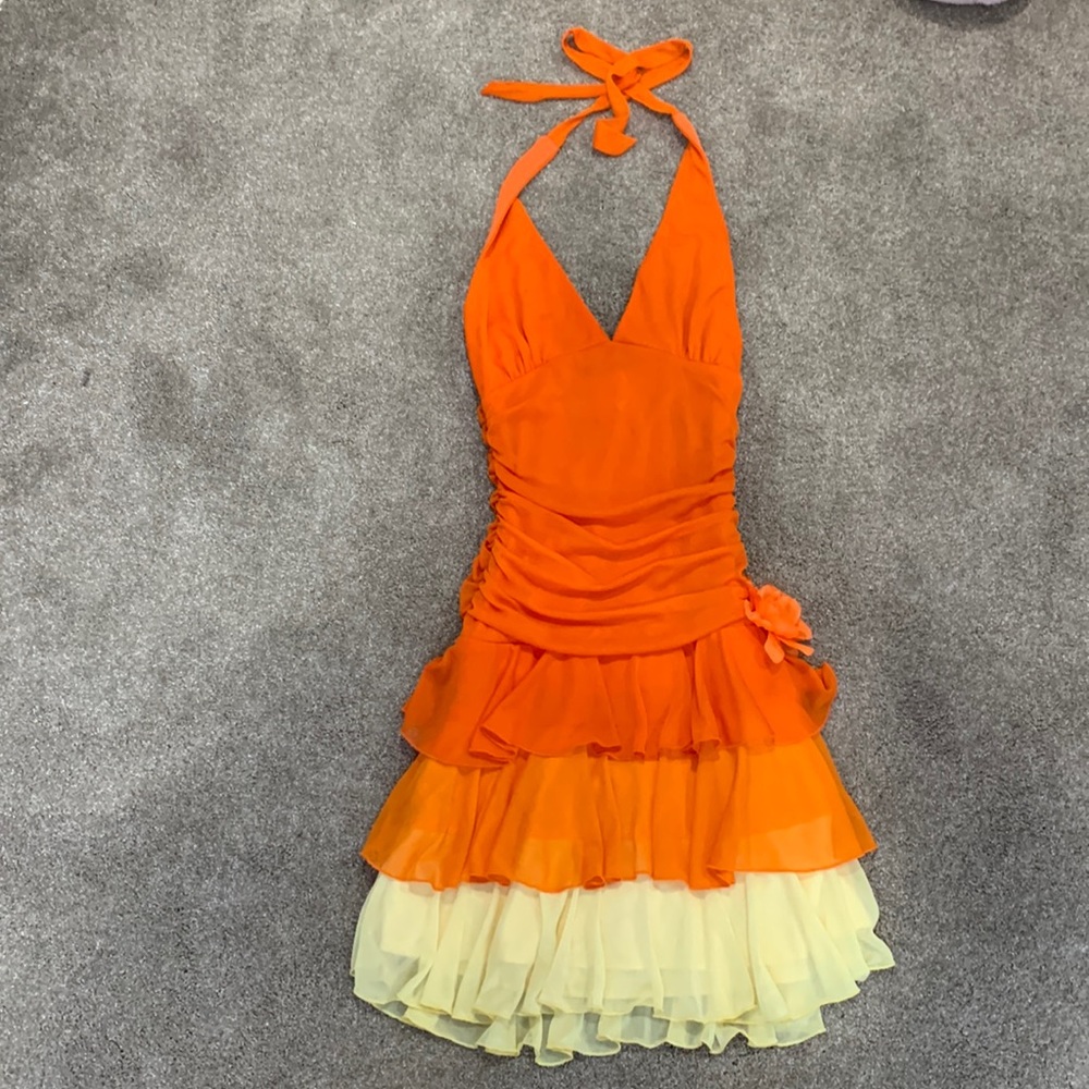 Ruffled orange and yellow dress city triangles